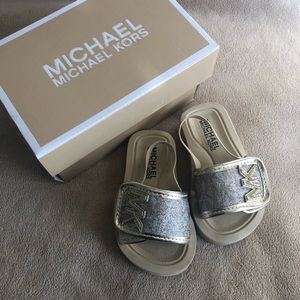 Michael Kors, Eli Seneca baby girl sandals, gold sparkle, size 5.